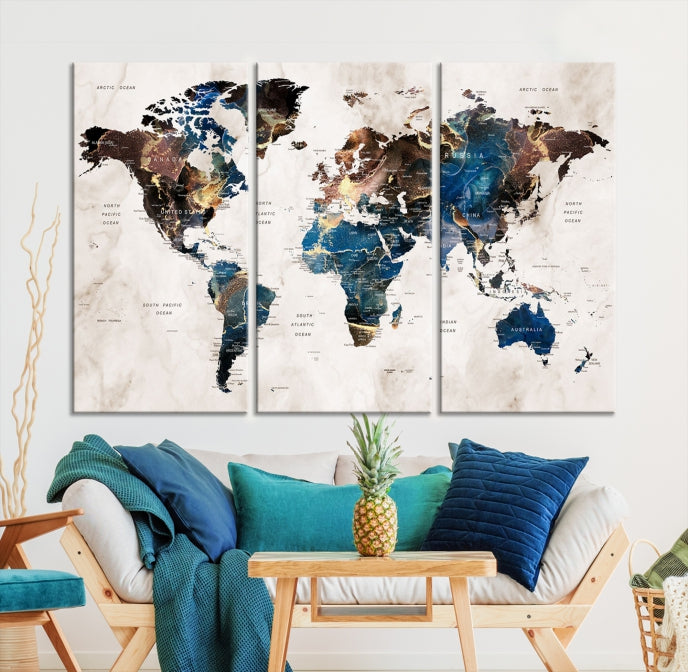 Add a Touch of Abstract Style to Your Decor with Our World Map Wall Art Canvas Print