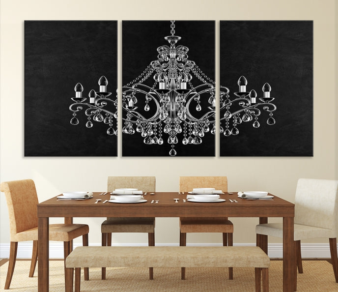 Black and White Chandelier Wall Art Canvas Print for Office Wall Decor