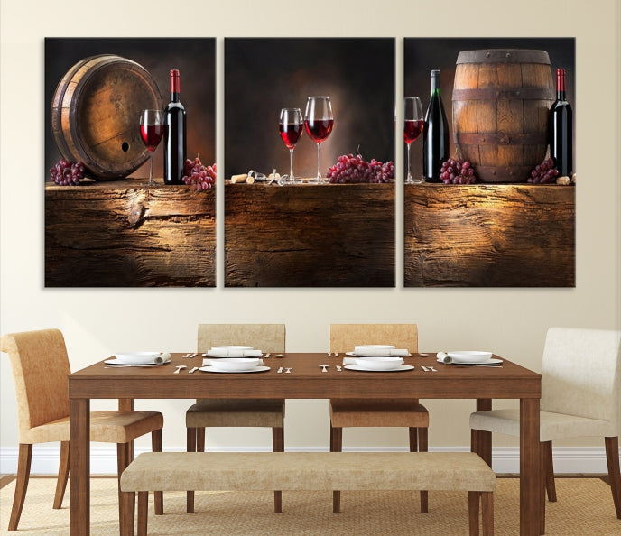 Wine and Barrels Large Wall Art Canvas Print