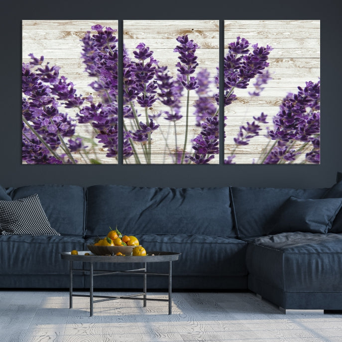 Large Lavender Canvas Floral Lilac Lavandula Wall Art Flower Print