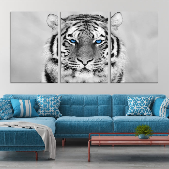Extra Large Tiger Canvas Art Print Black White Animal Artwork for Wall