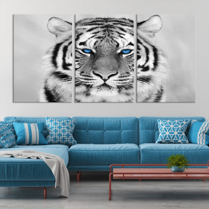 Mighty Siberian Tiger Black and White Animal Wall Art Large Canvas Print
