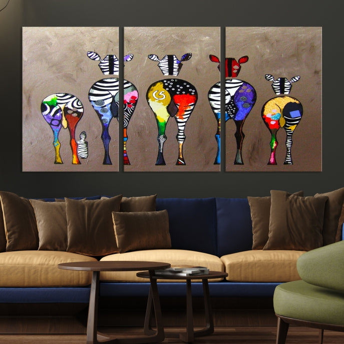 Large African Wall Art Zebra Animal Abstract Canvas Print
