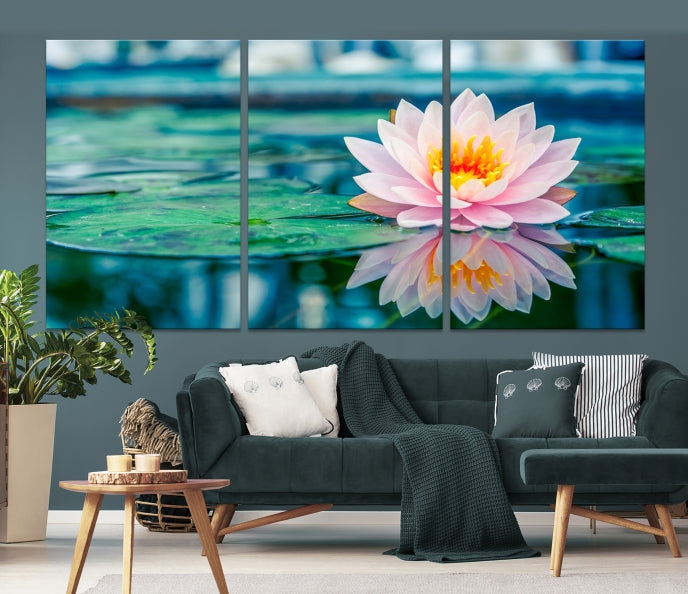 Lotus Flower Wall Art Canvas Print, Large Canvas Lily Flower Wall Art,