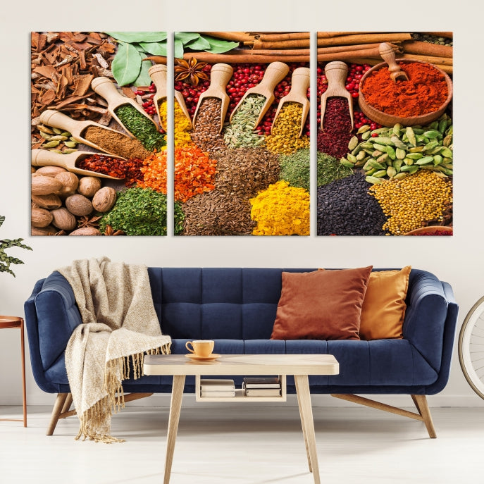 Colorful Herbs and Spices Large Wall Art Canvas Print Kitchen Wall Decor