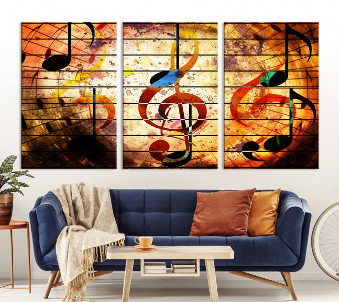 Music Note Treble Clef Abstract Large Wall Art Canvas Print