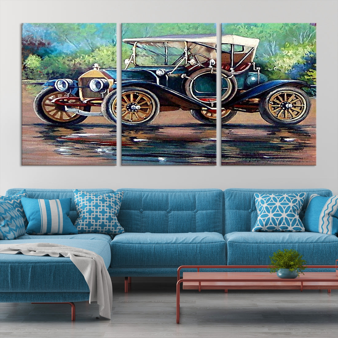 Oil Painting Old Retro Auto Car Giclee Canvas Extra Large Wall Art Print