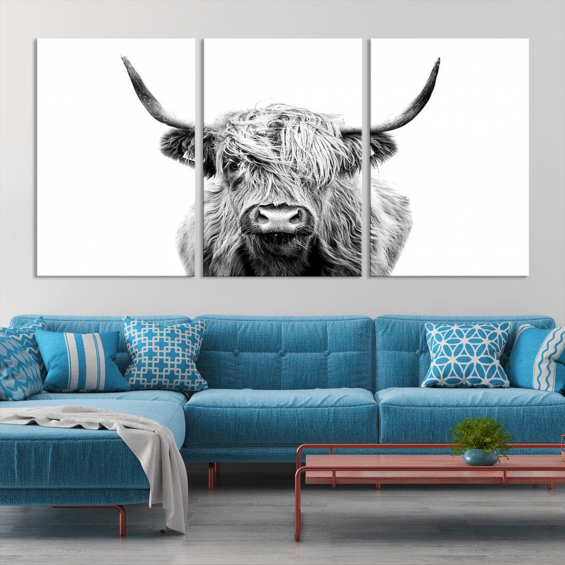 Scottish Highland Cow Farmhouse Wall Art Canvas Print