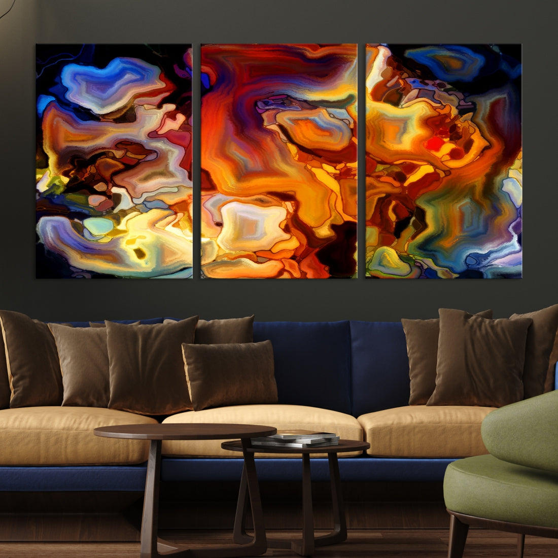 Abstract Flames Canvas Wall Art Print Contemporary Marble Wall Decor