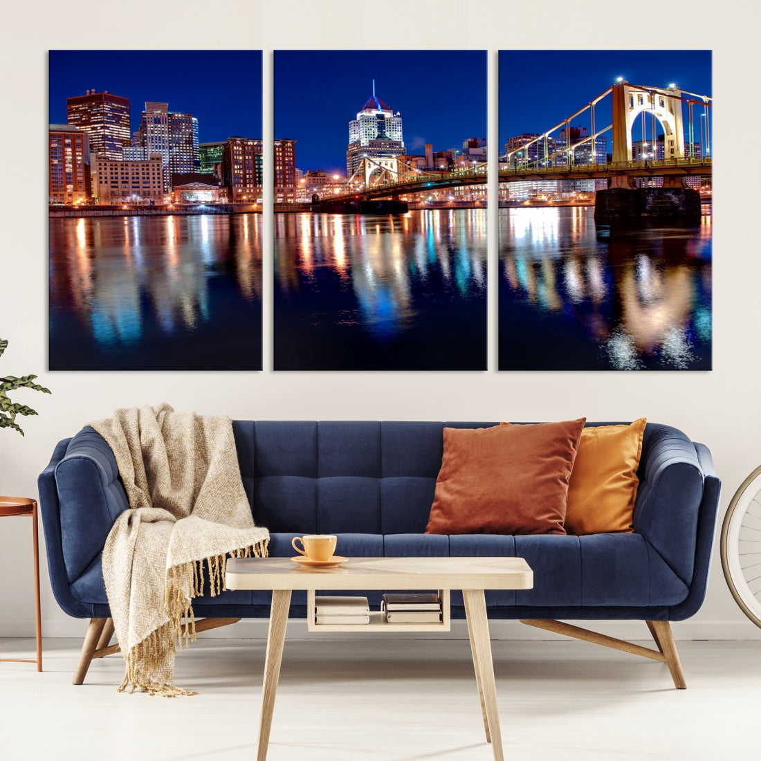 Pittsburgh City Canvas Wall Art Pittsburgh Skyline Canvas Art Large Wall Art Cityscape Art City Night Canvas