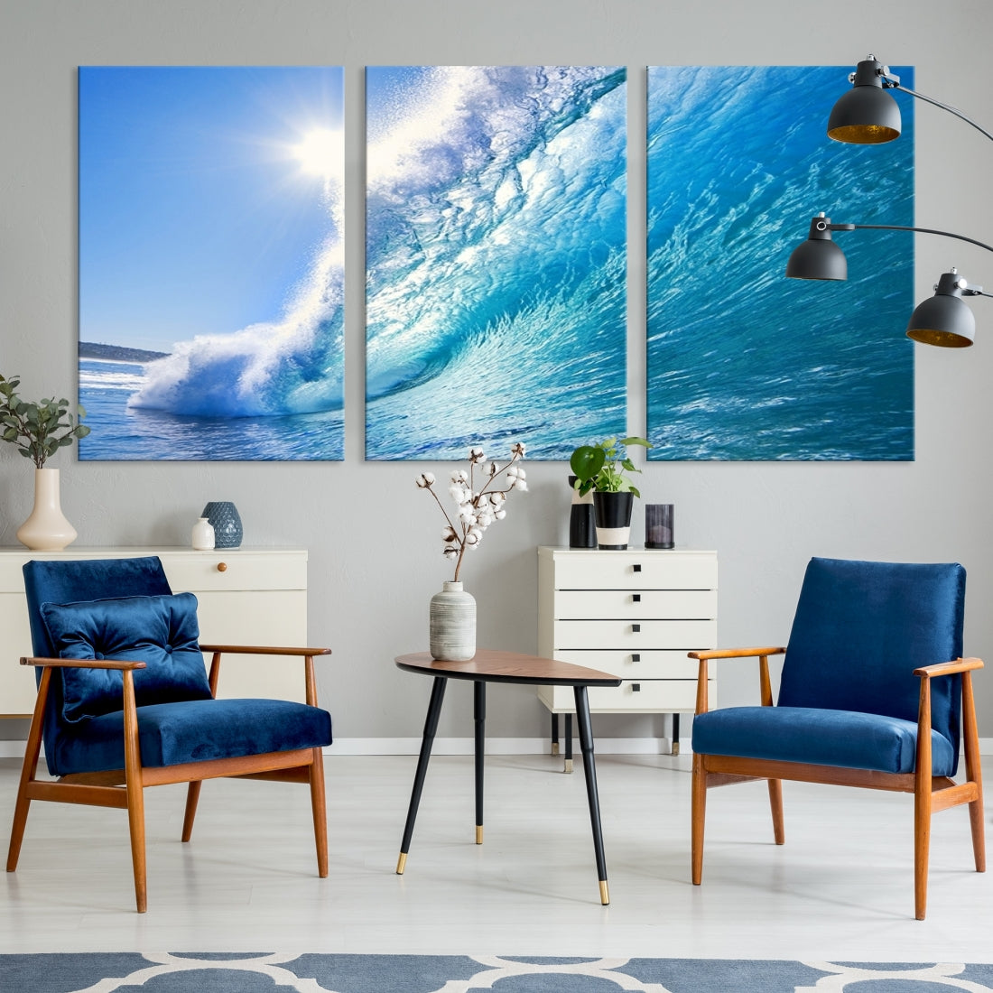 Extra Large Wall Art Canvas Amazing Shiny Big Wave Inside
