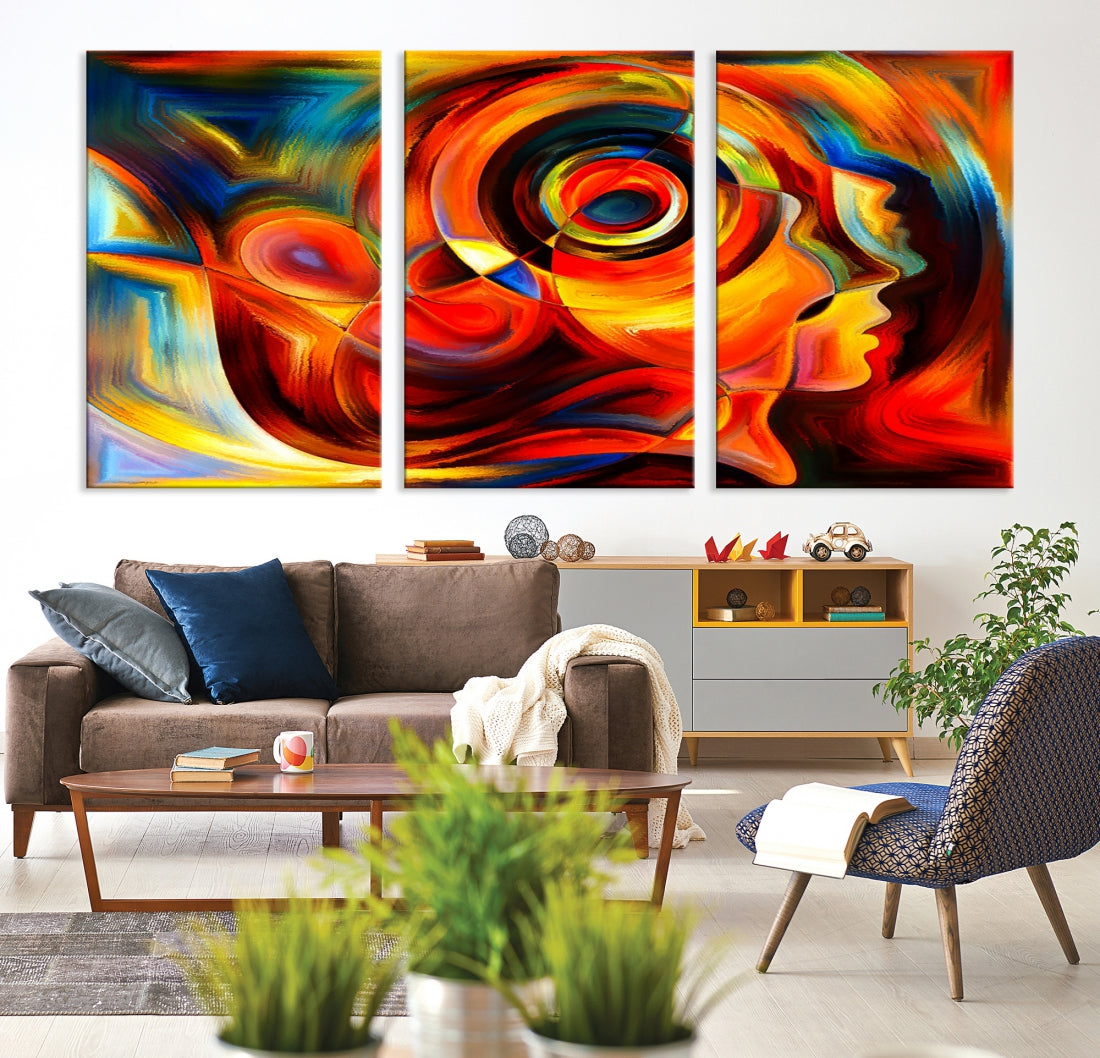 Colorful Abstract Faces Contemporary Wall Art Canvas Print