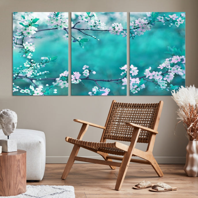 Beautiful Blossoming Cherry in Spring Large Wall Art Canvas Print Ready to Hang