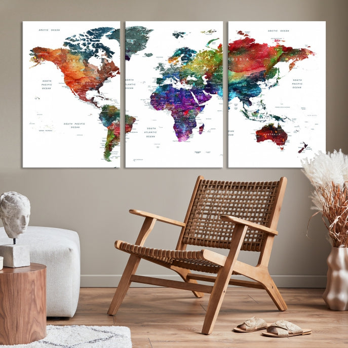 Extra Large Map of the World Canvas Wall Art Map Poster Print