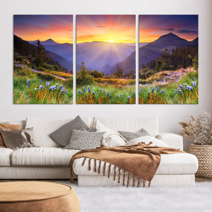 Spring Mountain Landscape Sunrise Nature Picture Giclee Canvas Wall Art Print