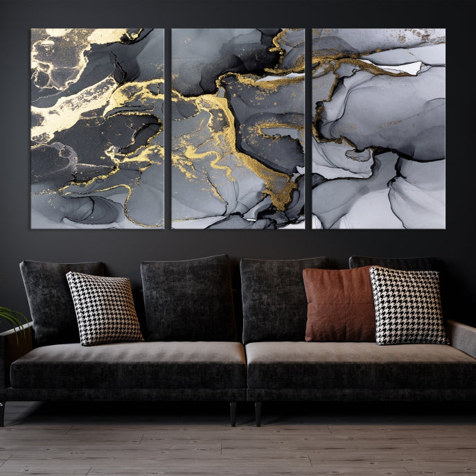 Large Fluid Effect Abstract Canvas Wall Art Print