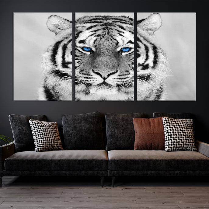 Mighty Siberian Tiger Black and White Animal Wall Art Large Canvas Print