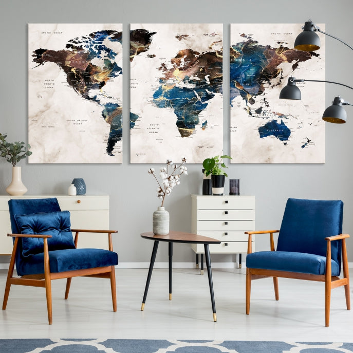 Add a Touch of Abstract Style to Your Decor with Our World Map Wall Art Canvas Print