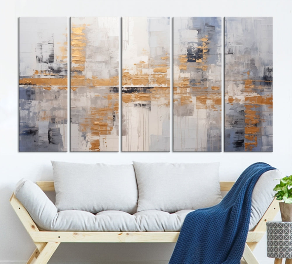 Soft Modern Abstract Canvas Print Wall Decor Bohemian Wall Art Framed Set of