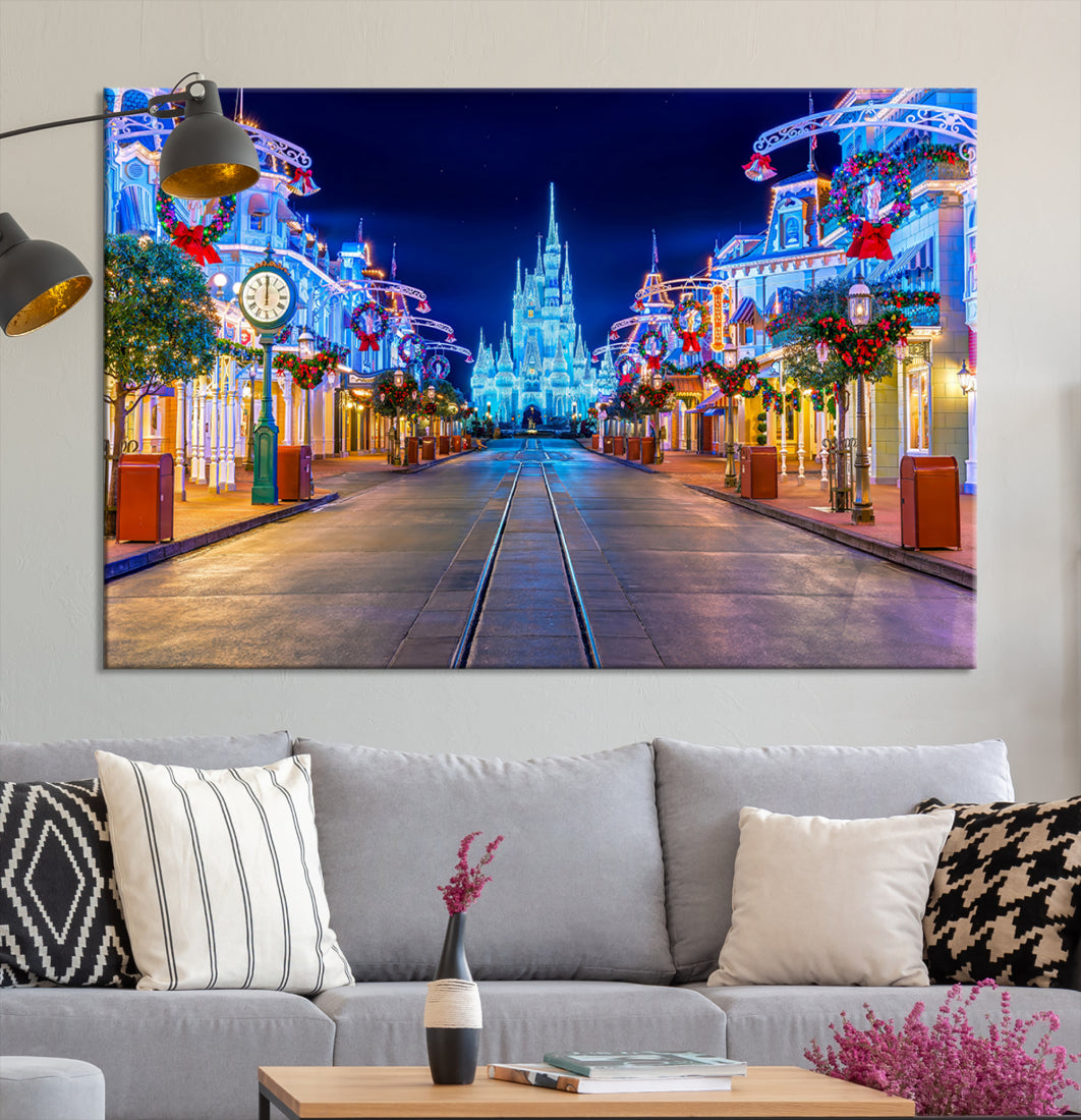Castle Large Wall Art Disney Magic Kingdom Kids Room Decoration Disney World Christmas Home Decor Child gift - Stretched and Ready to Hang