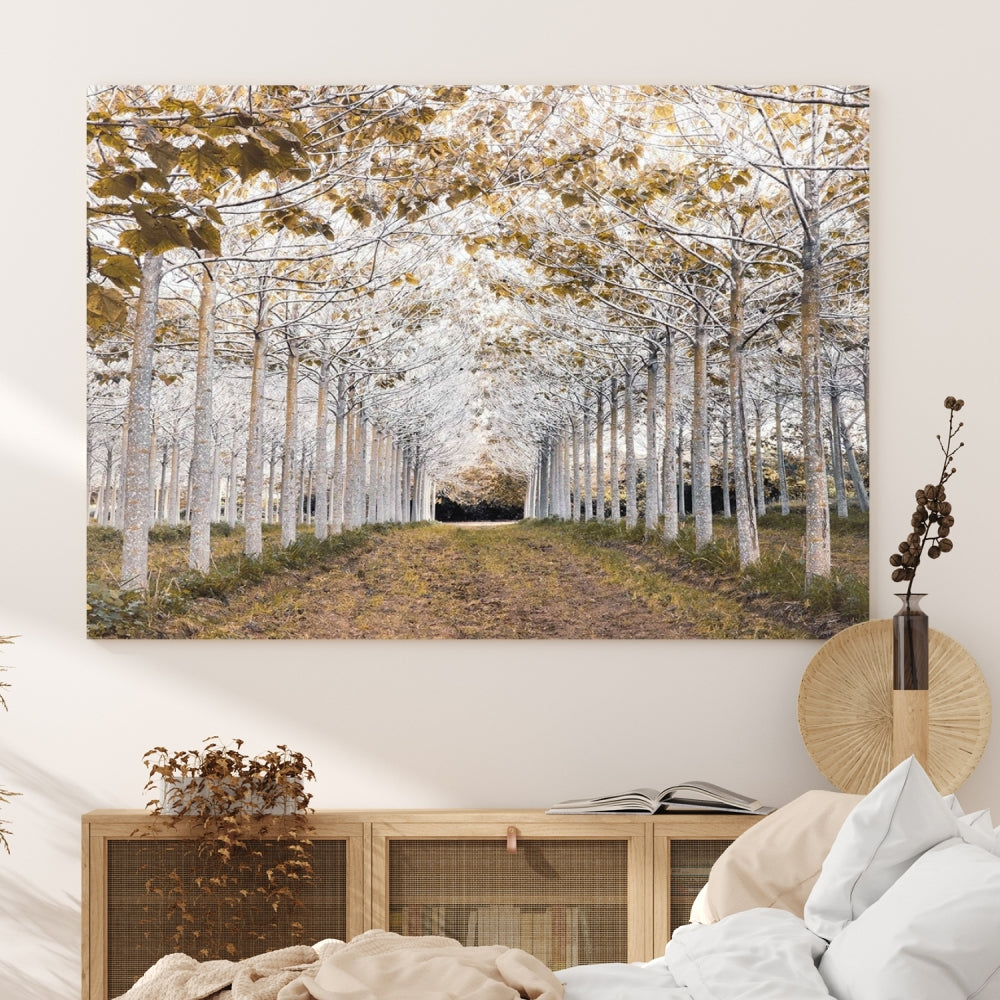 Captivating Tree Line Landscape Wall Art Autumn Tree Canvas Print Set of Framed