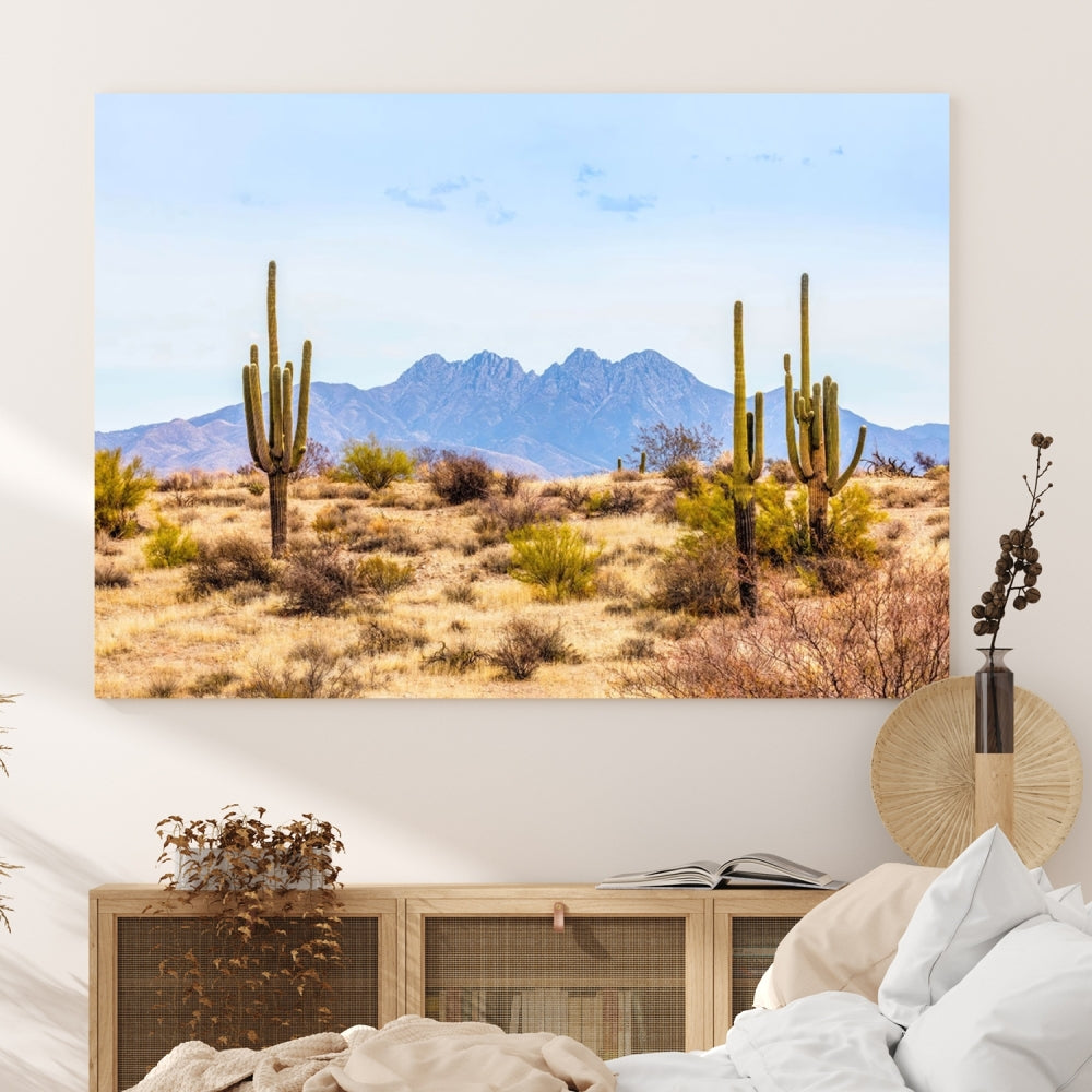 Desert Cactus Landscape Wall Art USA Arizona Canvas Print Modern Living Room Wall Decor