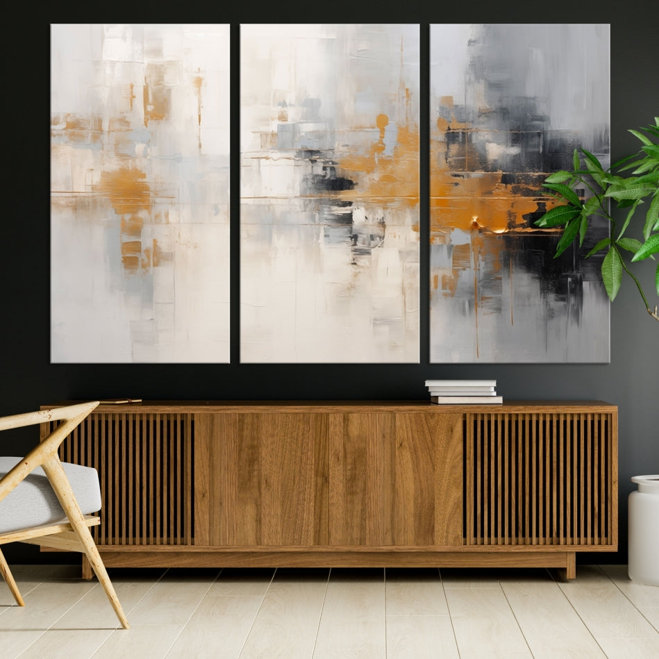 Abstract Illustration Gray Wall Art Modern canvas print Framed Fine Art for Home Office wall decor