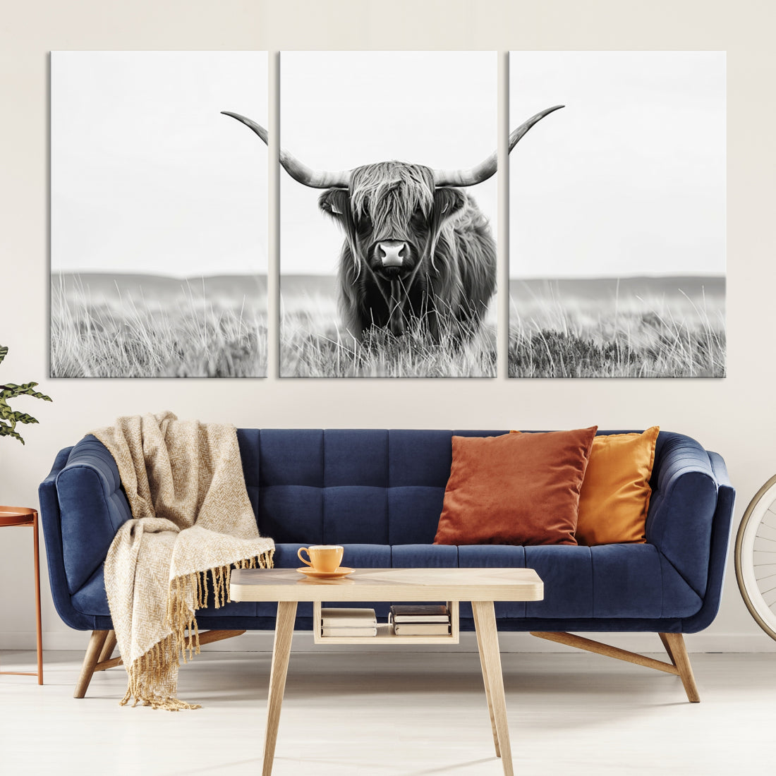 Scottish Highland Cow Wall Art Canvas Print