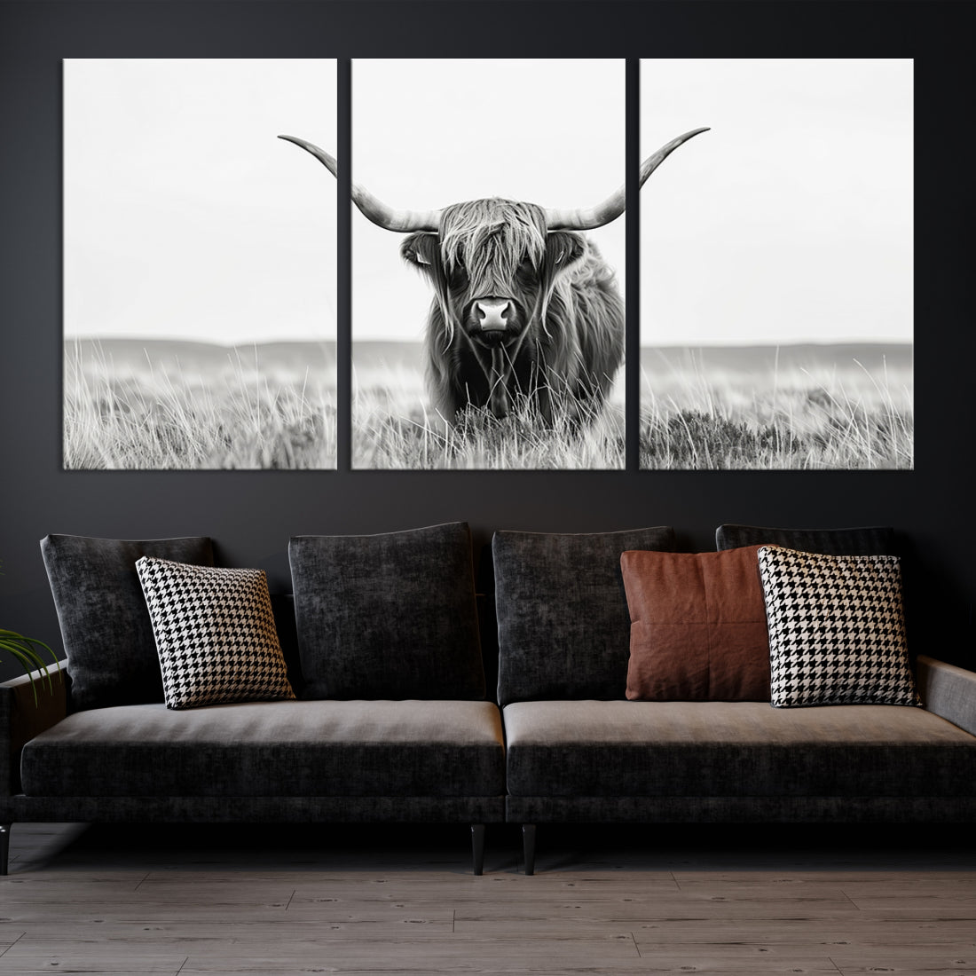 Scottish Highland Cow Wall Art Canvas Print