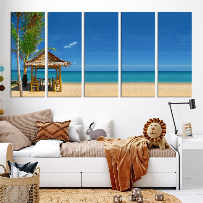 Extra Large Wall Art Canvas Print -Tropical Umbrella on Beach