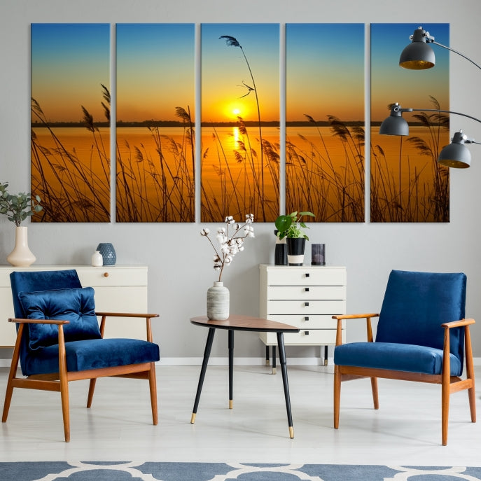 Sunset Behind the Flowers Canvas Print