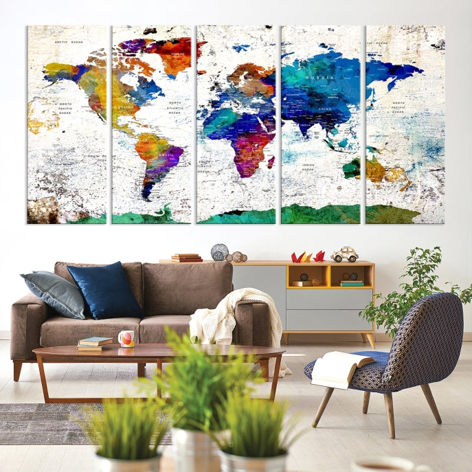 Modern World Map Canvas Artwork