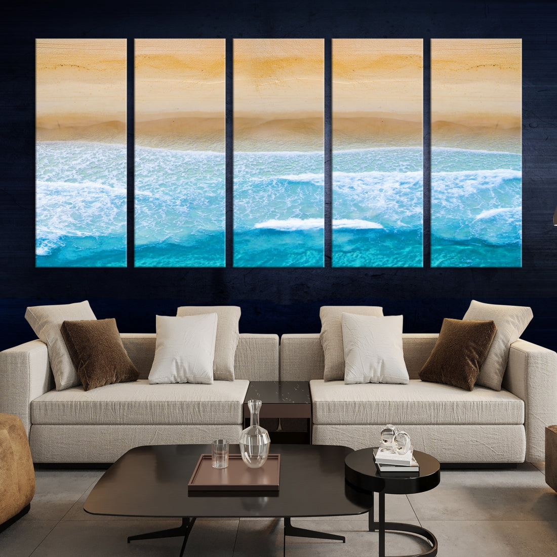 Stunning Aerial Beach Ocean Landscape View Large Canvas Wall Art Giclee Print