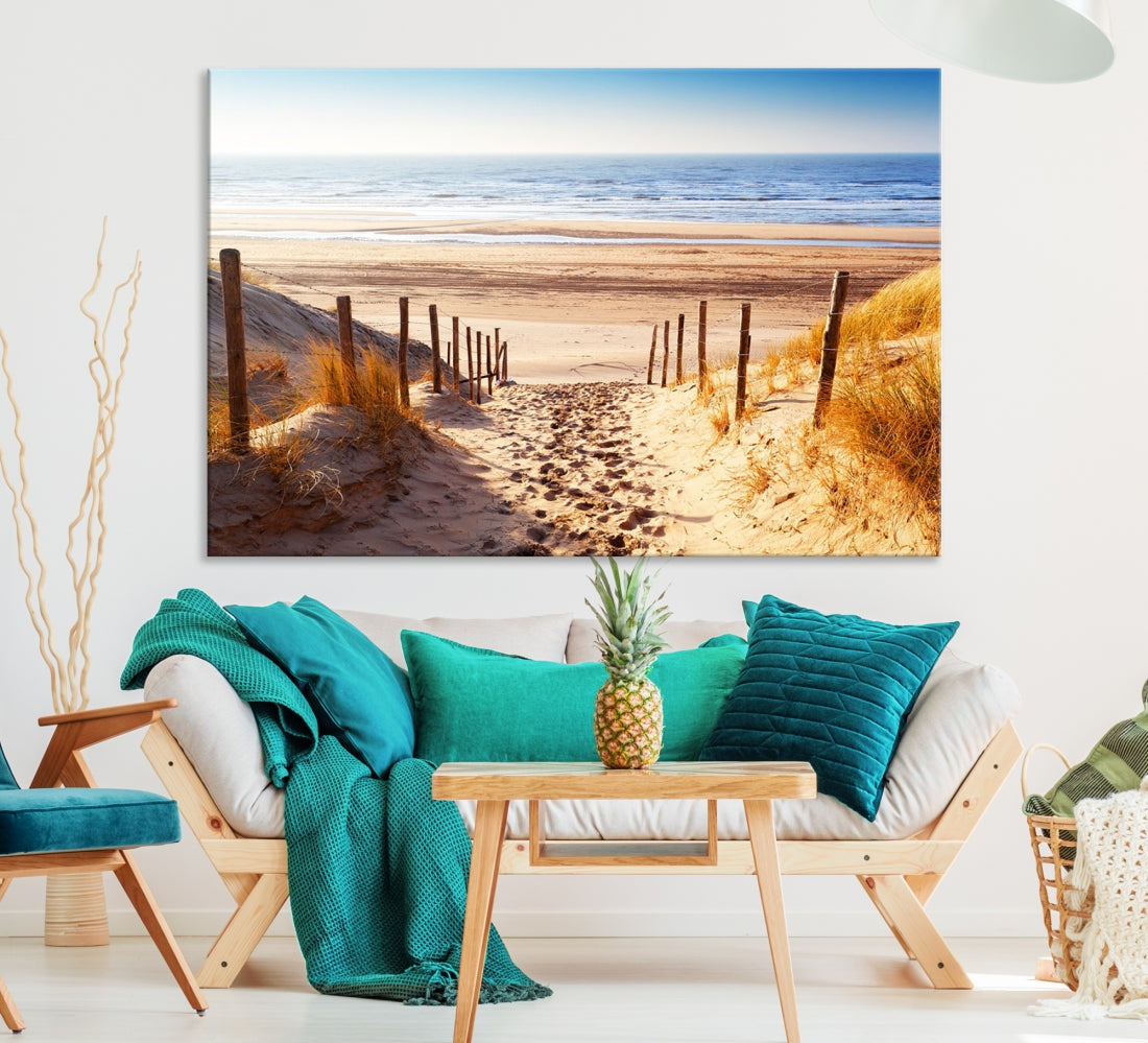 Sandy Beach Large Nature Ocean Landscape Canvas Art Print for Wall Decor
