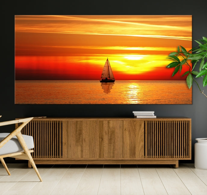 A Sailboat to the Sunset Canvas Print