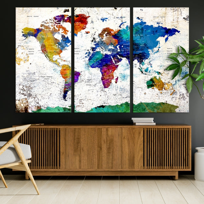 Modern World Map Canvas Artwork