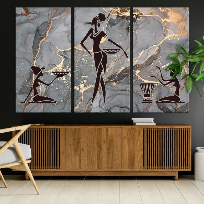 Abstract African Women Wall Art Canvas Print Framed Ready to Hang