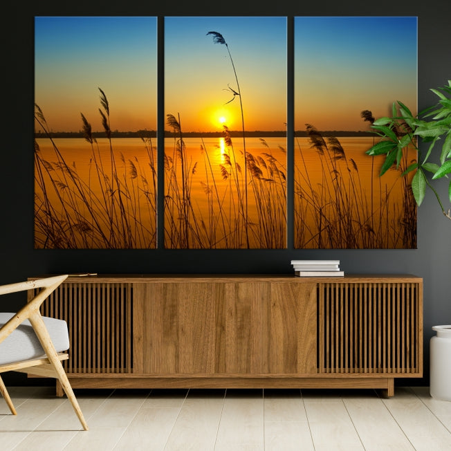 Sunset Behind the Flowers Canvas Print