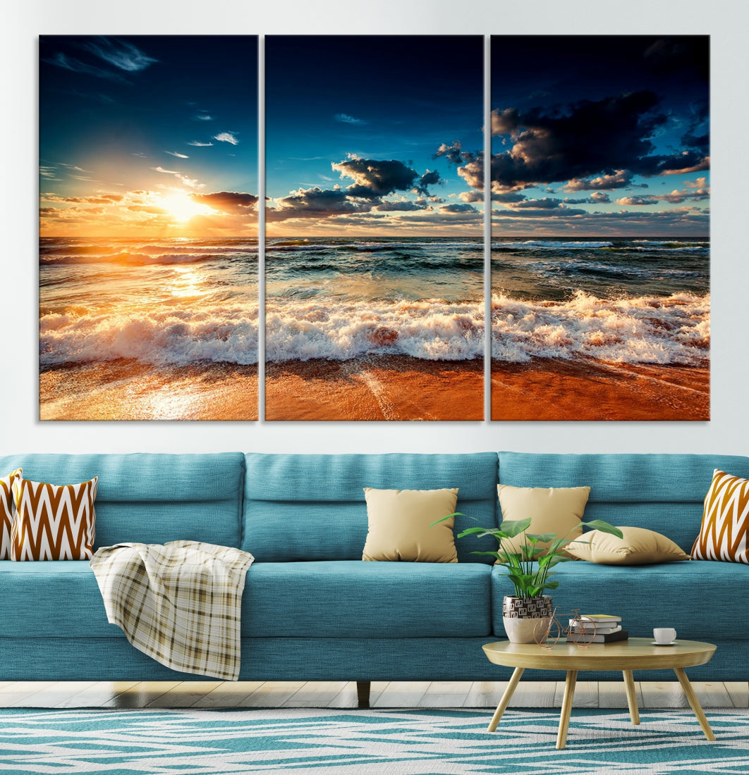 Wonderful Sunset and Beach Large Canvas Wall Art Giclee Print