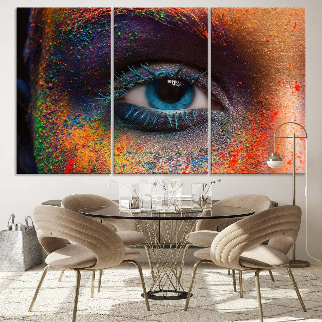 Eye Close Up Colorful Makeup Fashion Canvas Wall Art Print