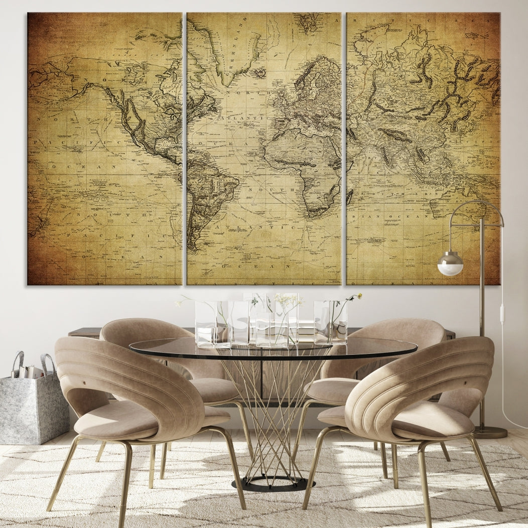 Antique Wall Art World Map Canvas Print