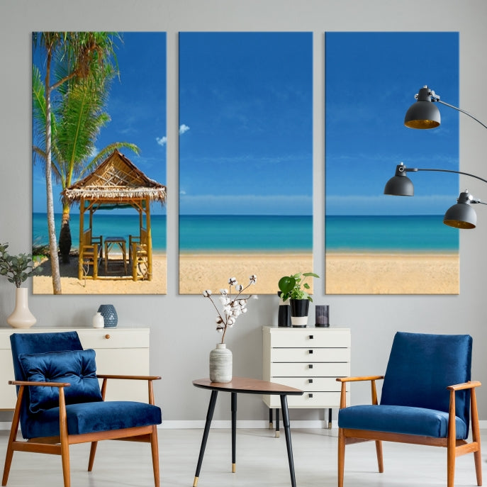 Extra Large Wall Art Canvas Print -Tropical Umbrella on Beach