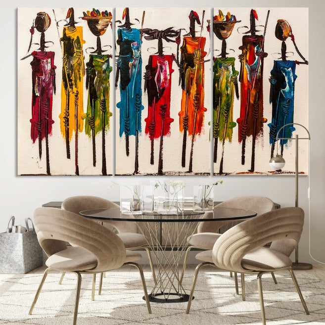 Abstract African Women Painting Large Wall Art Framed Canvas Print