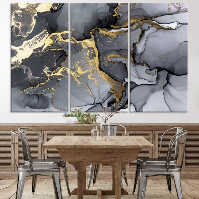 Large Fluid Effect Abstract Canvas Wall Art Print