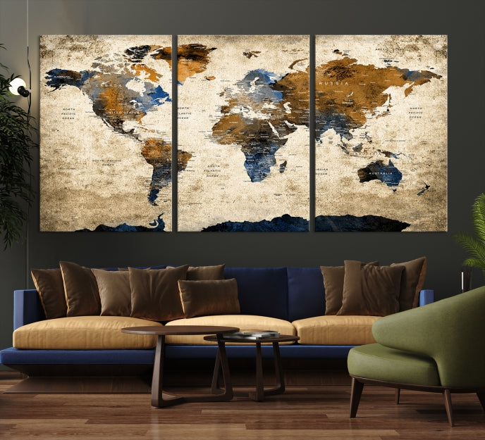 Abalone World Map Masterpiece Large Canvas Print