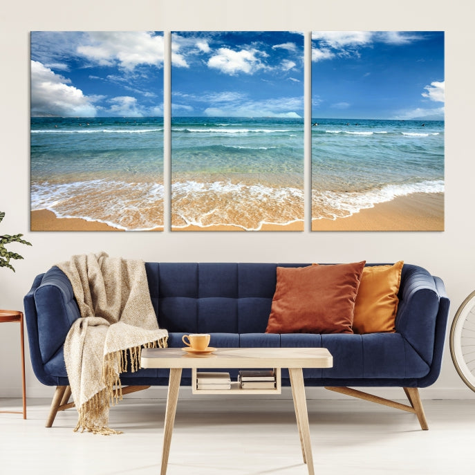 Sea View From the Beach Large Canvas Art Print for Wall Decor