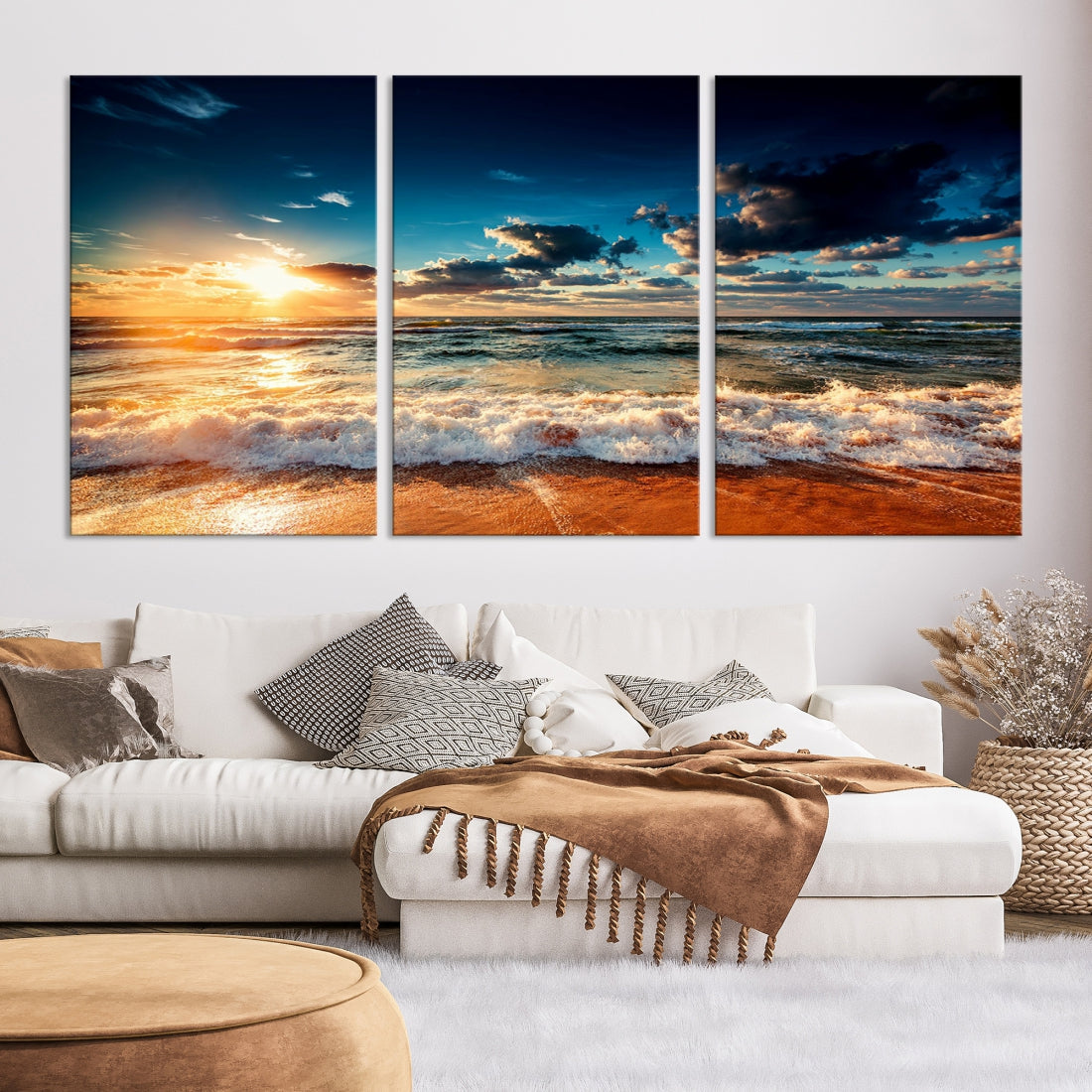 Wonderful Sunset and Beach Large Canvas Wall Art Giclee Print