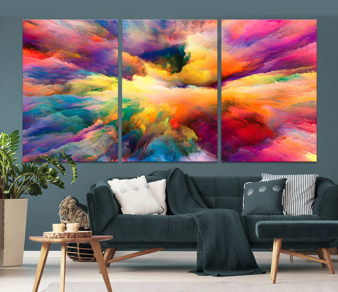 Abstract Artwork Canvas Painting Colorful Clouds Modern Wall Pictures, Big  Size Canvas Art Prints and Poster Wall Art 60x120cm(24''x47'') Inner Frame