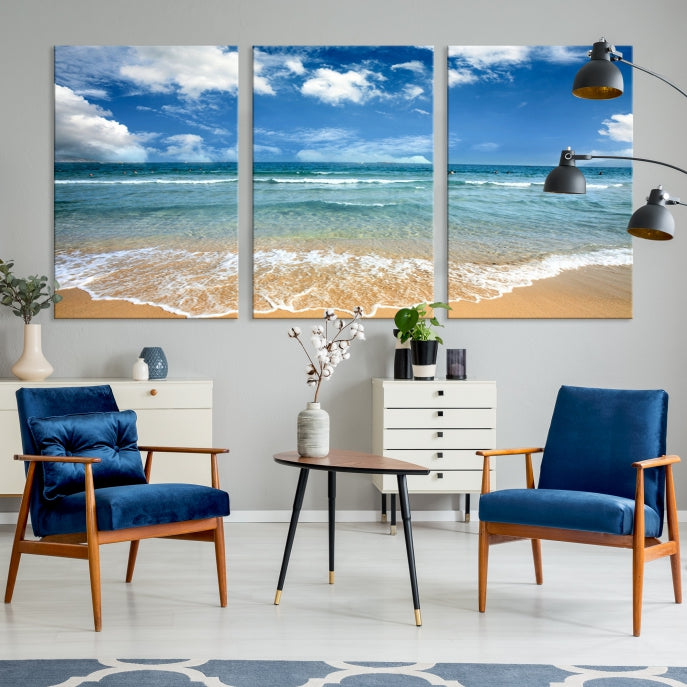 Sea View From the Beach Large Canvas Art Print for Wall Decor