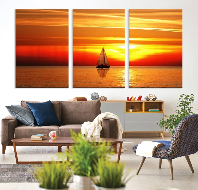 A Sailboat to the Sunset Canvas Print